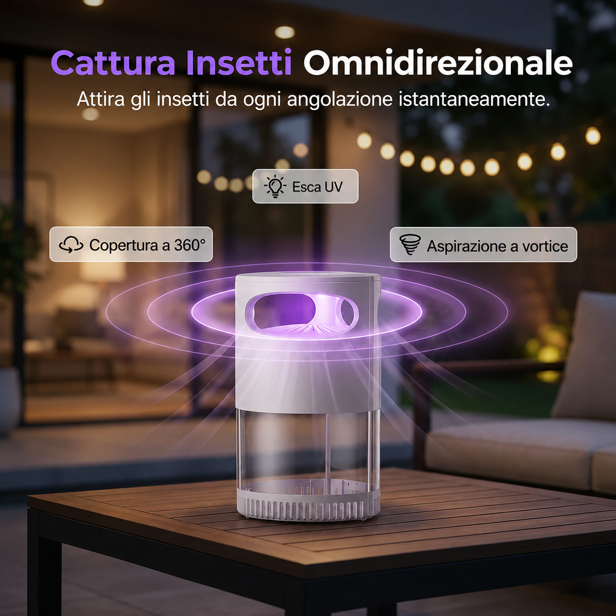 Lampada Anti-Zanzare UV Silenziosa