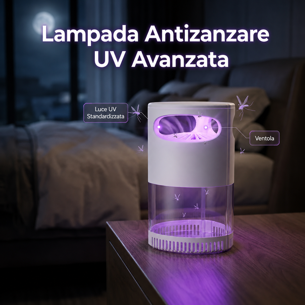 Lampada Anti-Zanzare UV Silenziosa