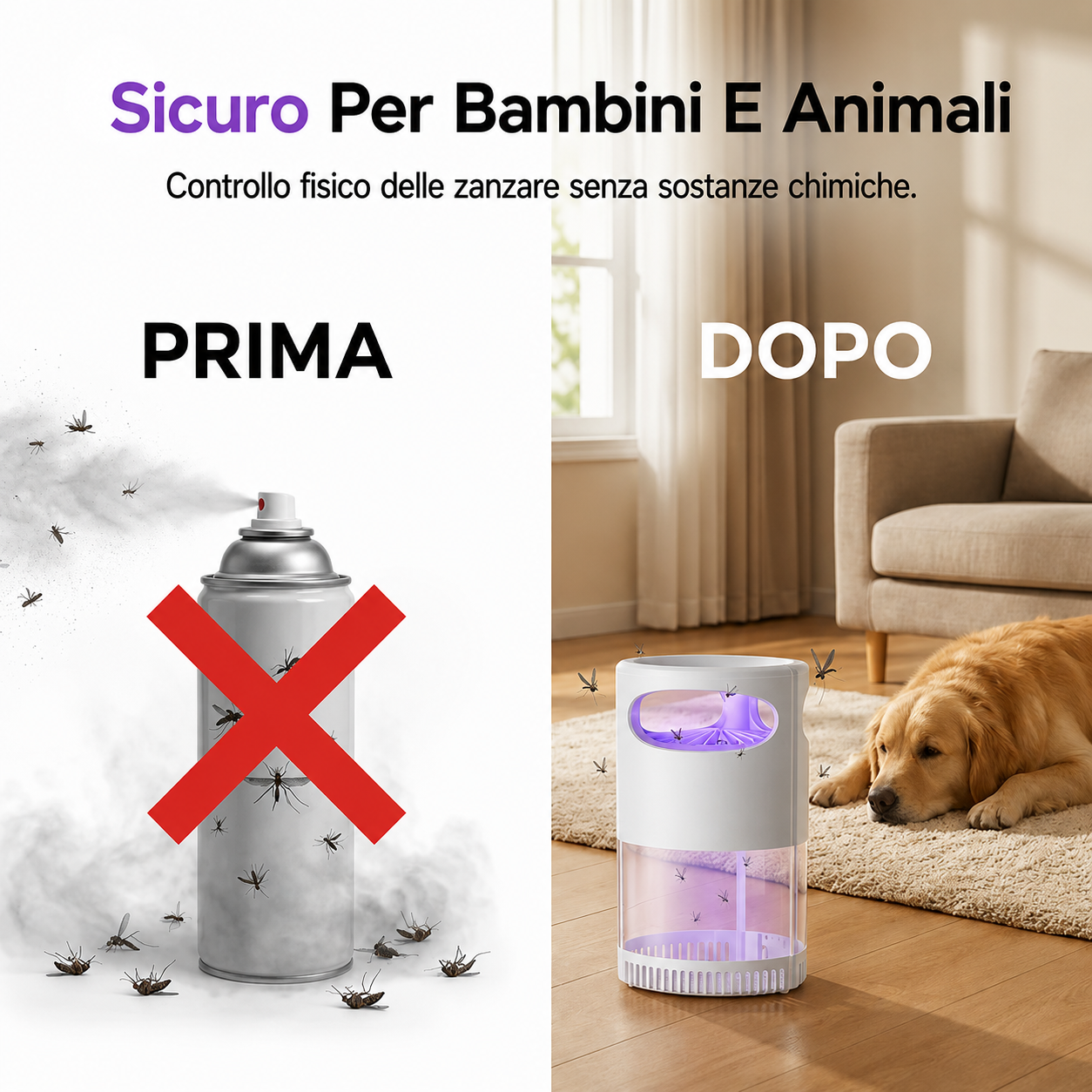 Lampada Anti-Zanzare UV Silenziosa